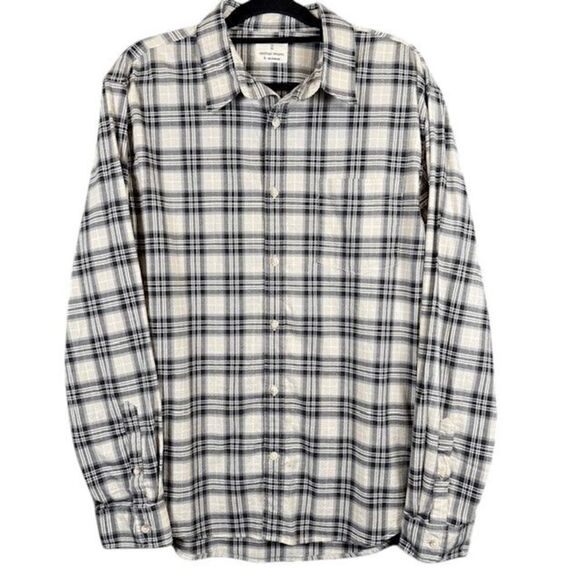 Mutual Weave Men's Button Front Shirt Black Tan Plaid Size XL - Picture 1 of 9